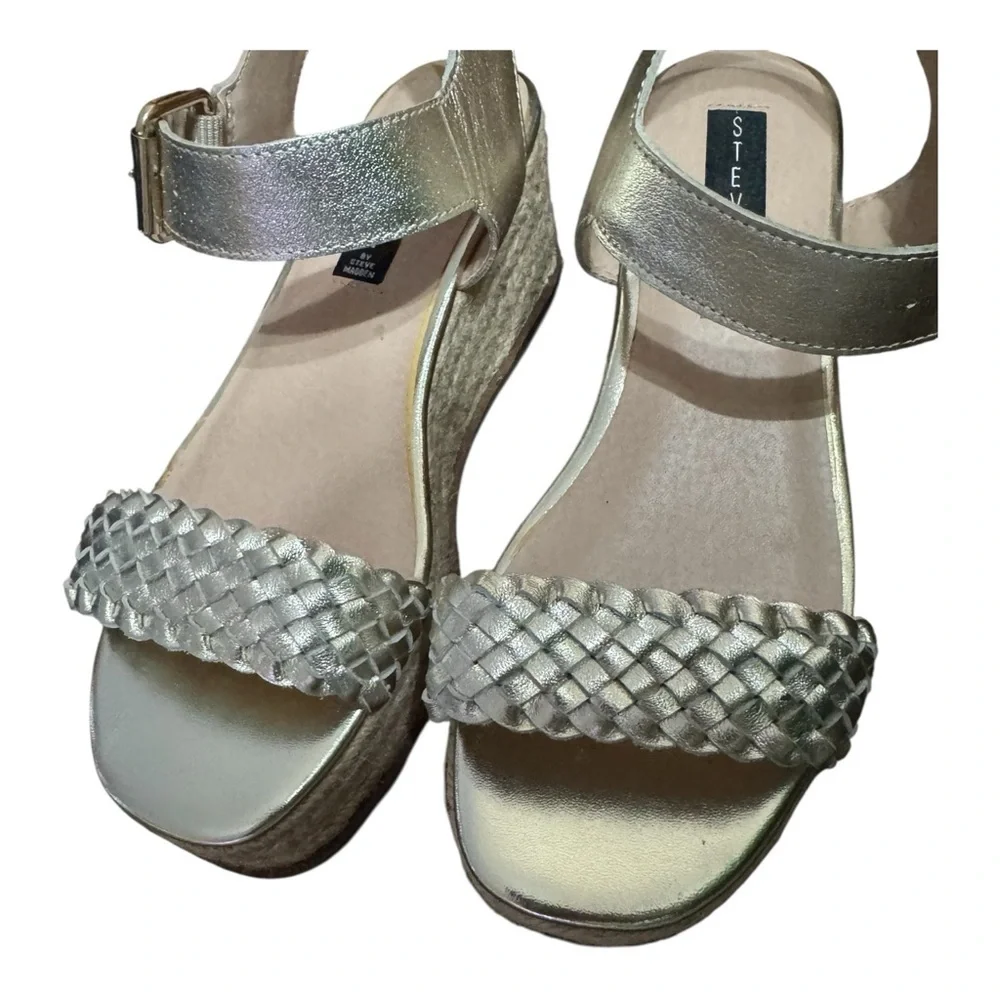 Steven by Steve Madden Sabble Gold Espadrille Wedge Sandals Size 8